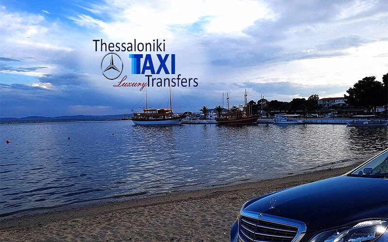 How do I stop a taxi in Thessaloniki?